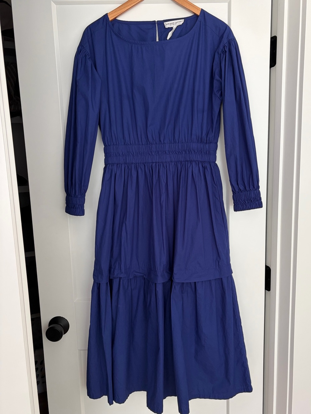 Apiece Apart! Blue Tiered 3/4-Sleeve Midi Dress
